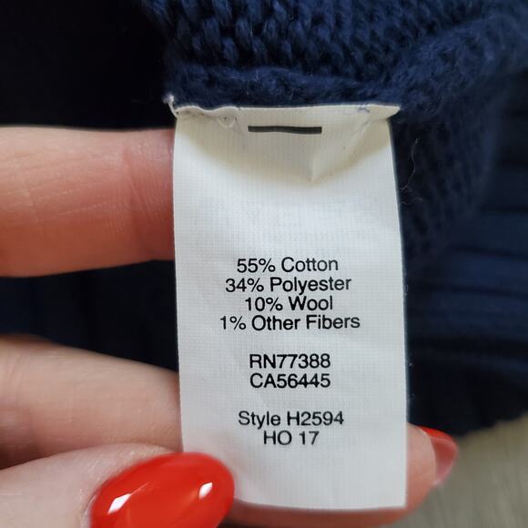 J Crew Sweater Womens Medium Navy Blue Fair Isle Pullover Crewneck Holiday Knit - Picture 7 of 8